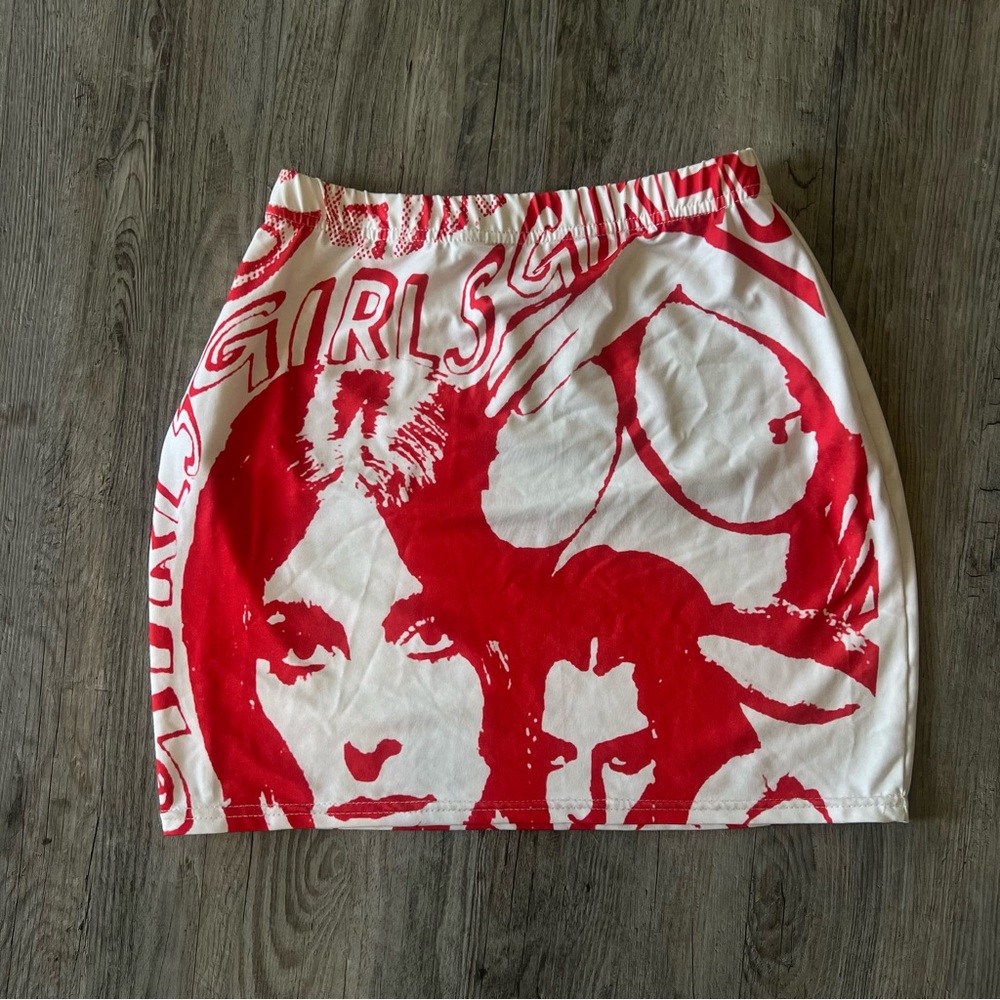 Red Graphic Mini Skirt